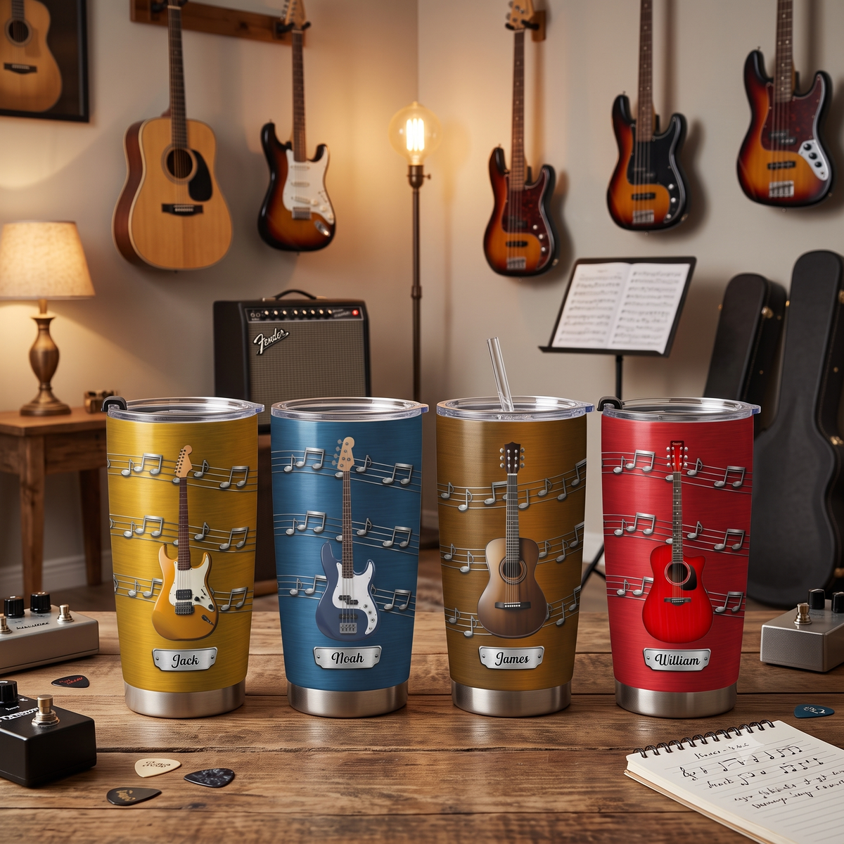 Custom Name & Guitar Type For Guitarist, Guitar Lover - Personalized Tumbler