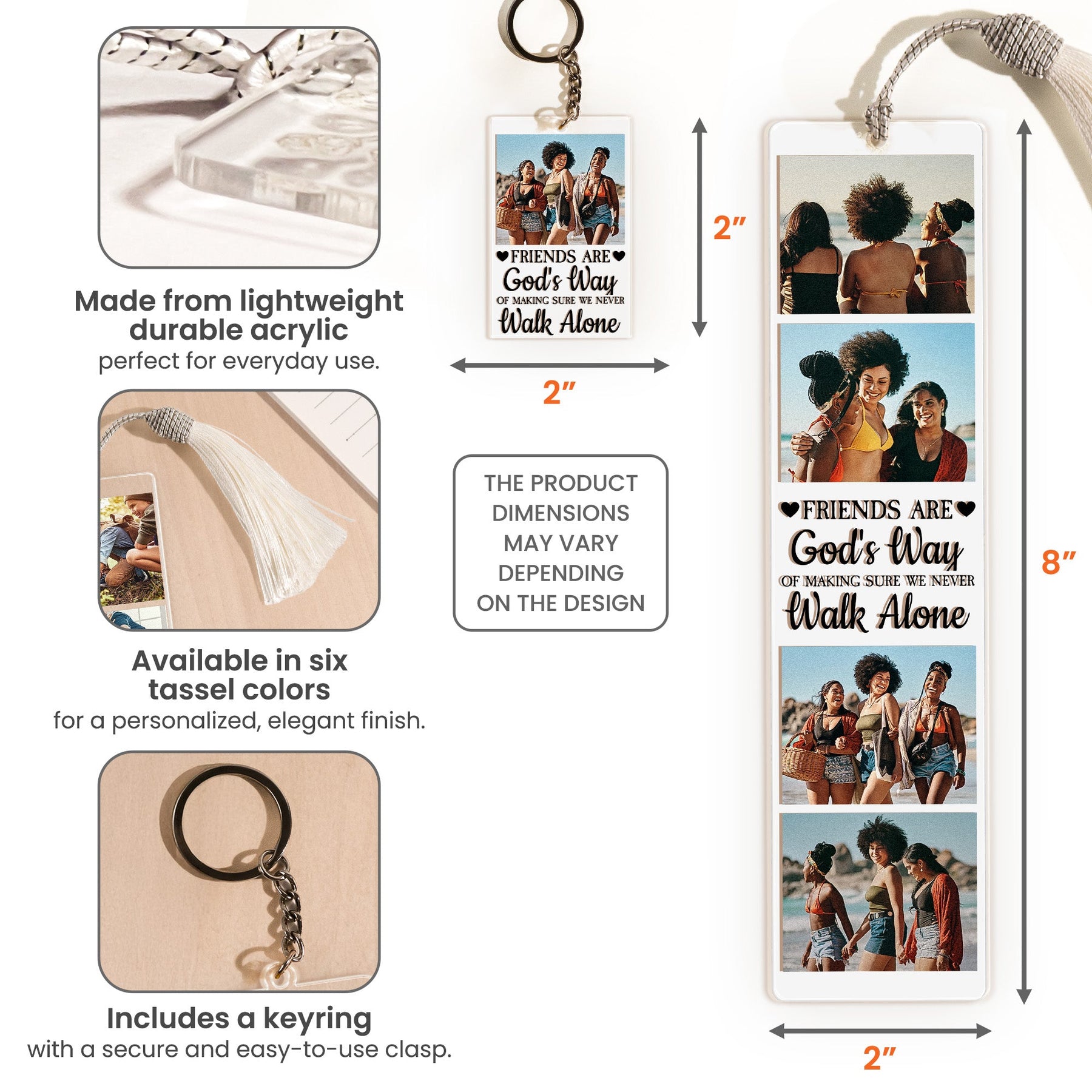 A Friend Is God's Way - Personalized Photo Acrylic Bookmark And Keychain Set