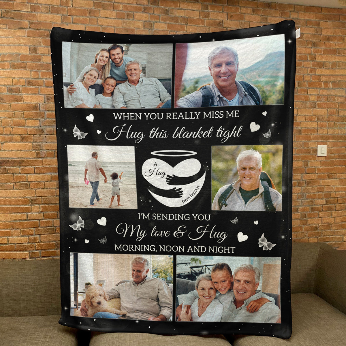 A Hug From Heaven Memorial Gift - Personalized Memory Photo Blanket