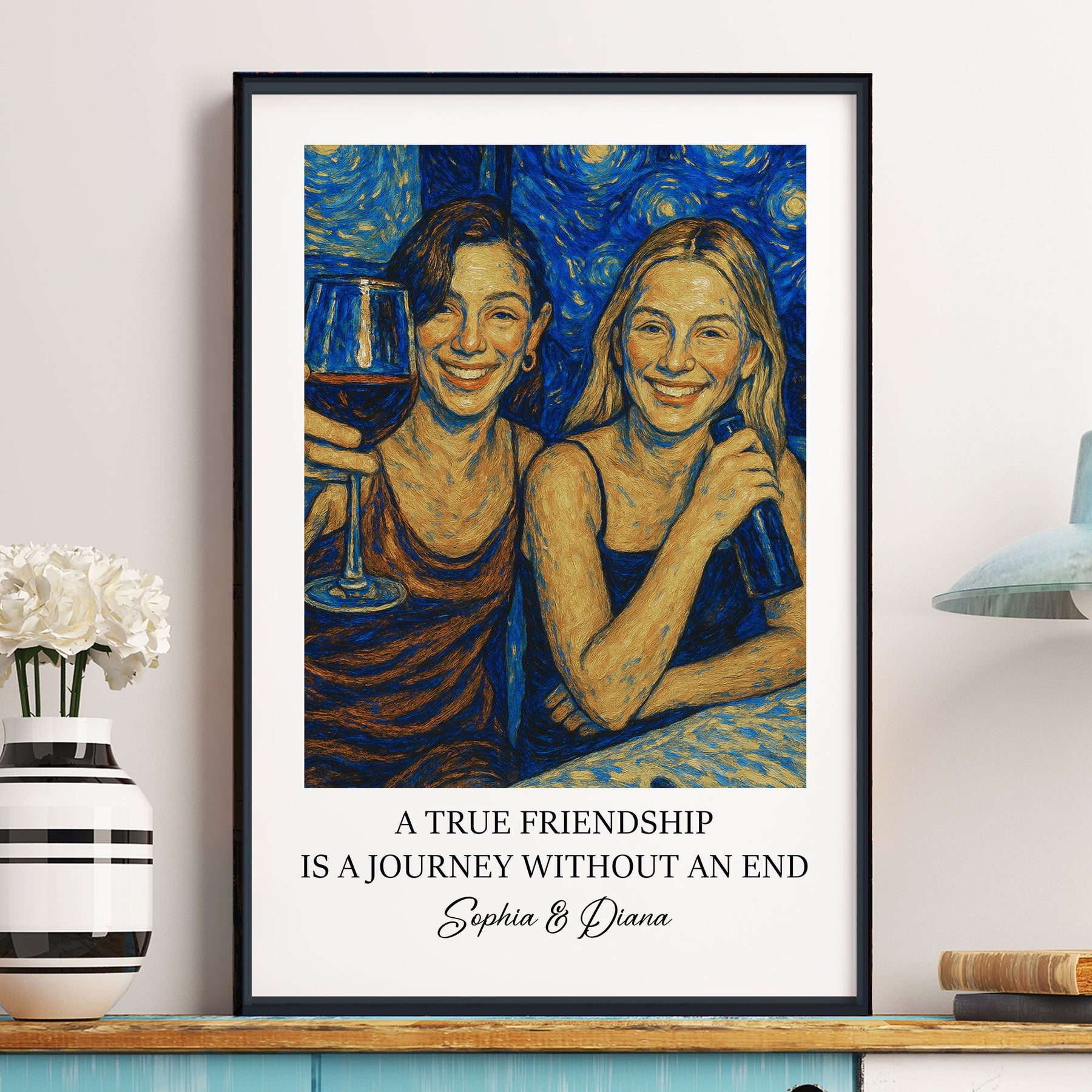 A True Friendship Is A Journey Without An End Van Gogh Art - Personalized Photo Poster - Gift For Friend