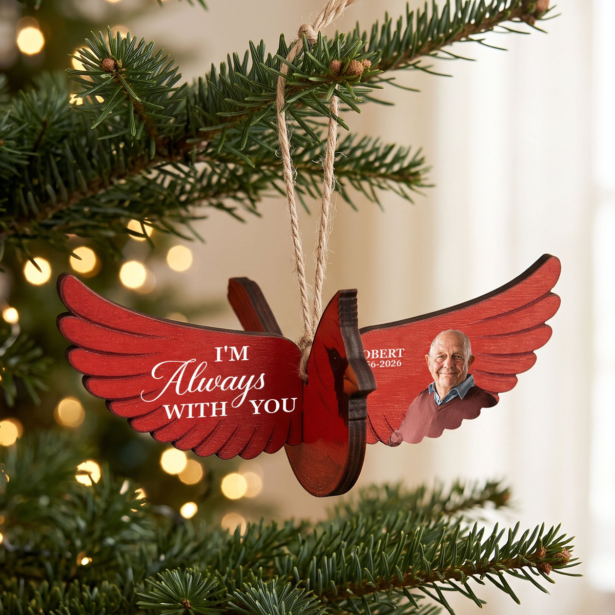 Always With You Memorial Custom Photo Caridnal Bird Humming Bird Butterfly - Personalized Ornament