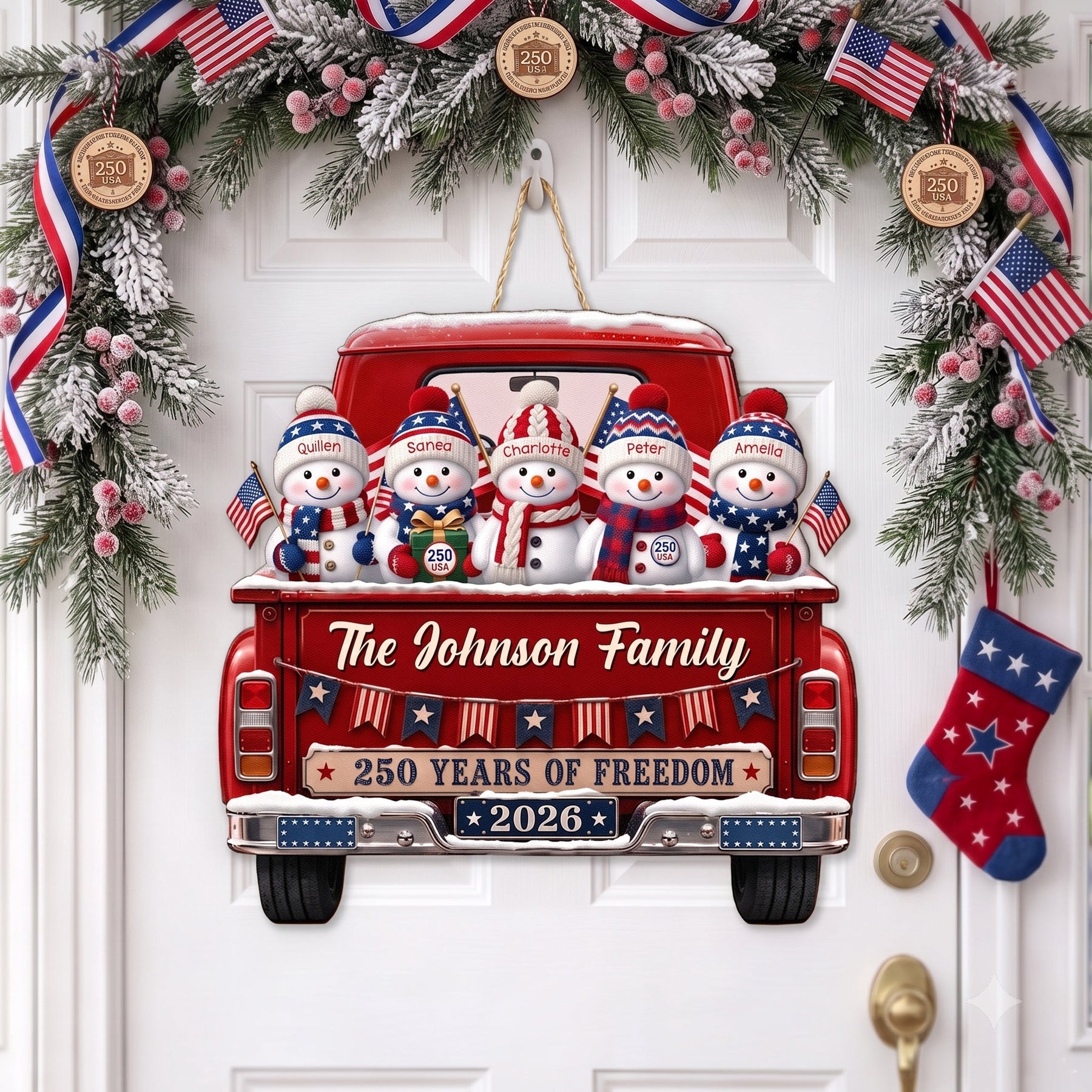 America 250th Anniversary Christmas Gifts For Mom, Dad - Personalized Wood Sign