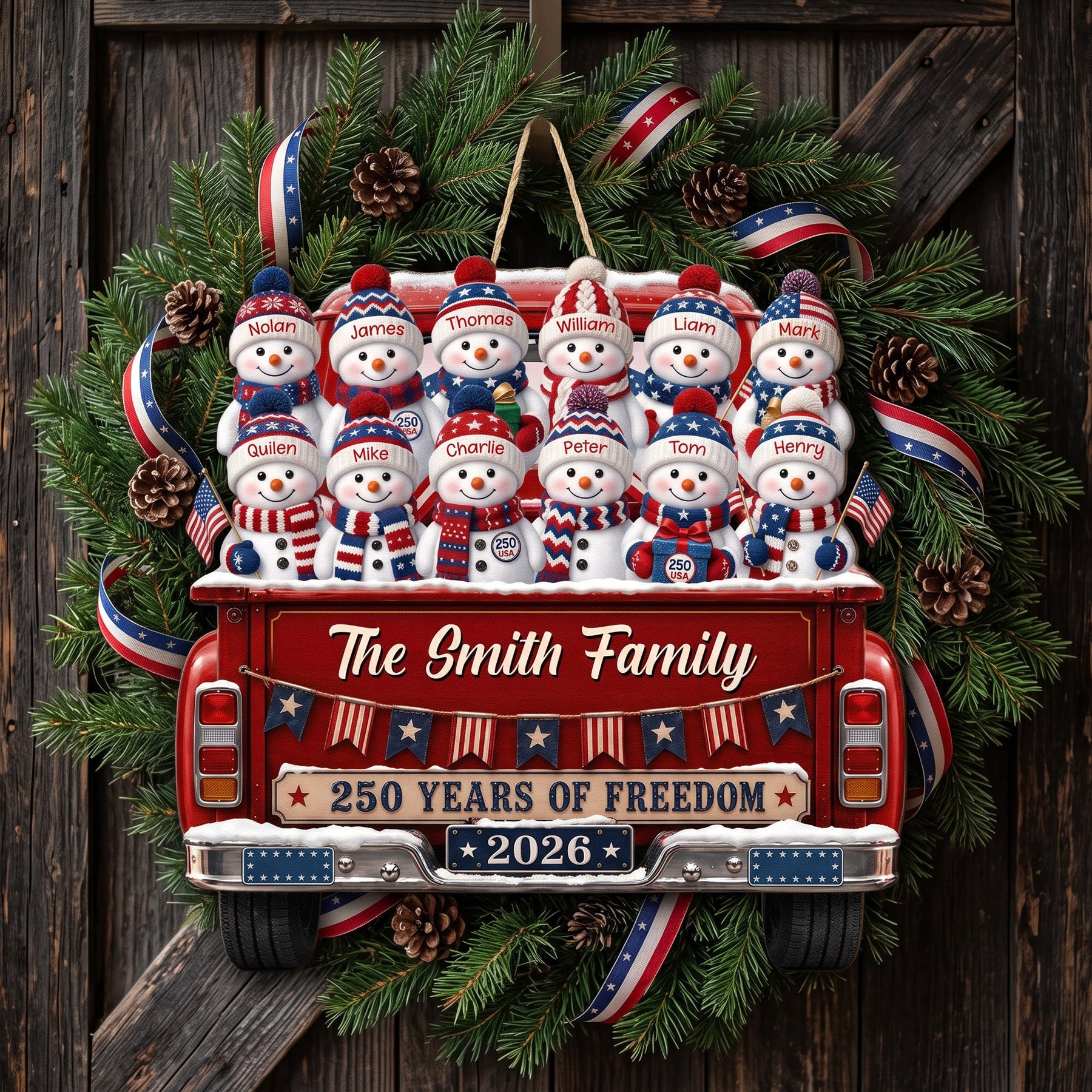 America 250th Anniversary Christmas Gifts For Mom, Dad - Personalized Wood Sign
