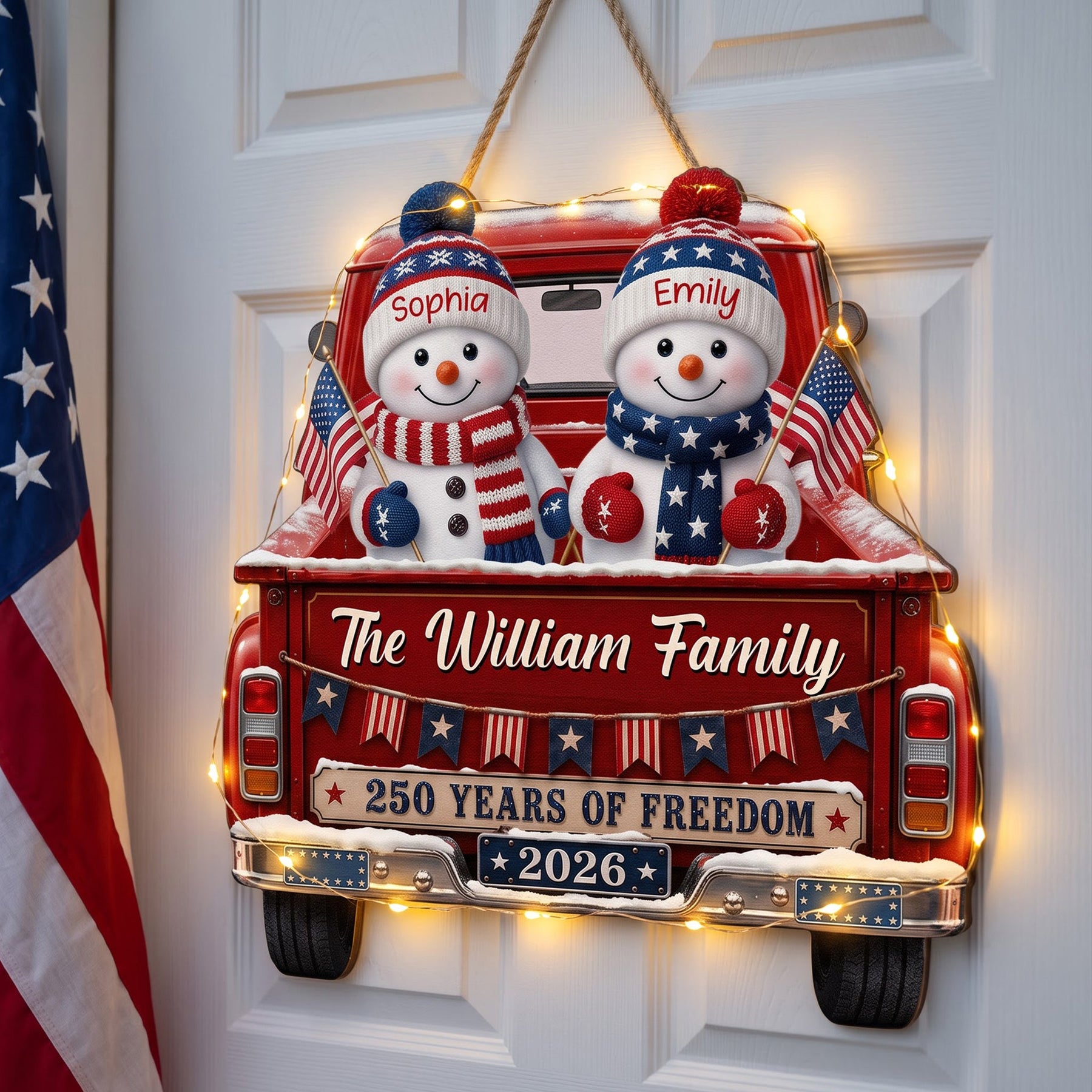 America 250th Anniversary Christmas Gifts For Mom, Dad - Personalized Wood Sign