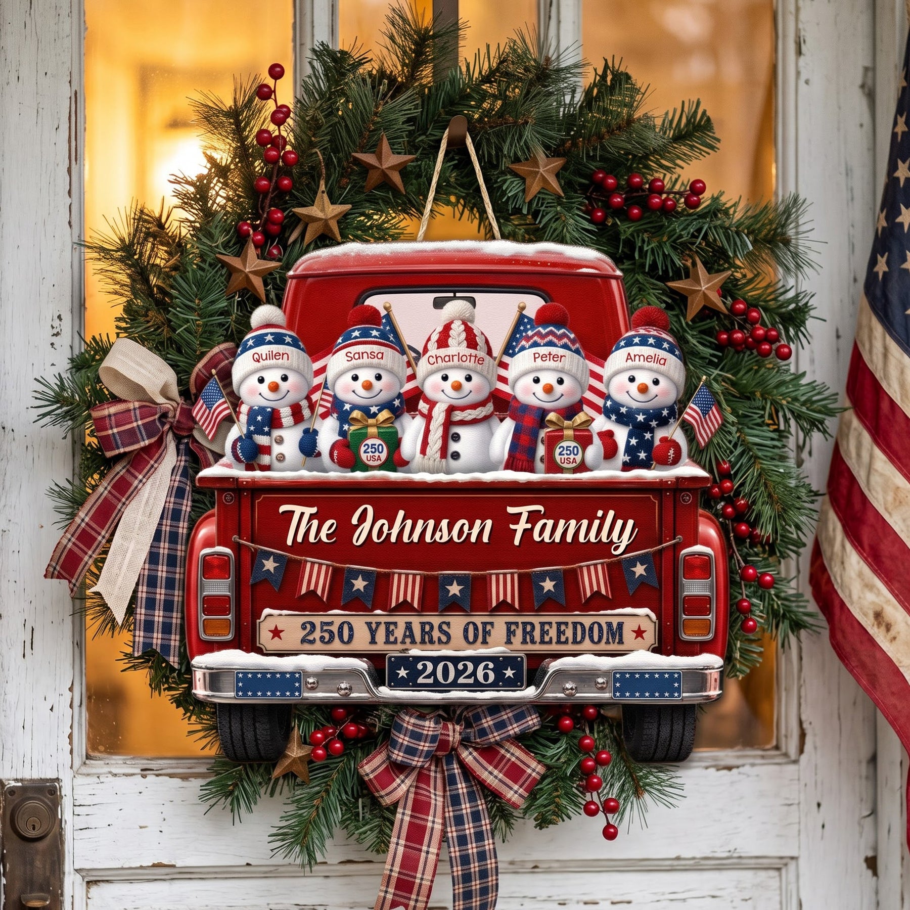 America 250th Anniversary Christmas Gifts For Mom, Dad - Personalized Wood Sign