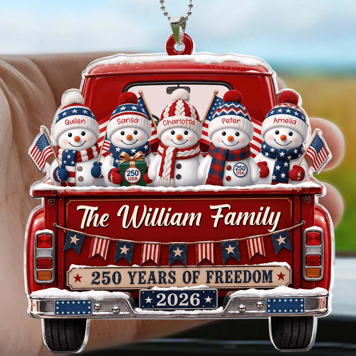 America 250Th Anniversary Christmas - Personalized Rear View Mirror Accessory