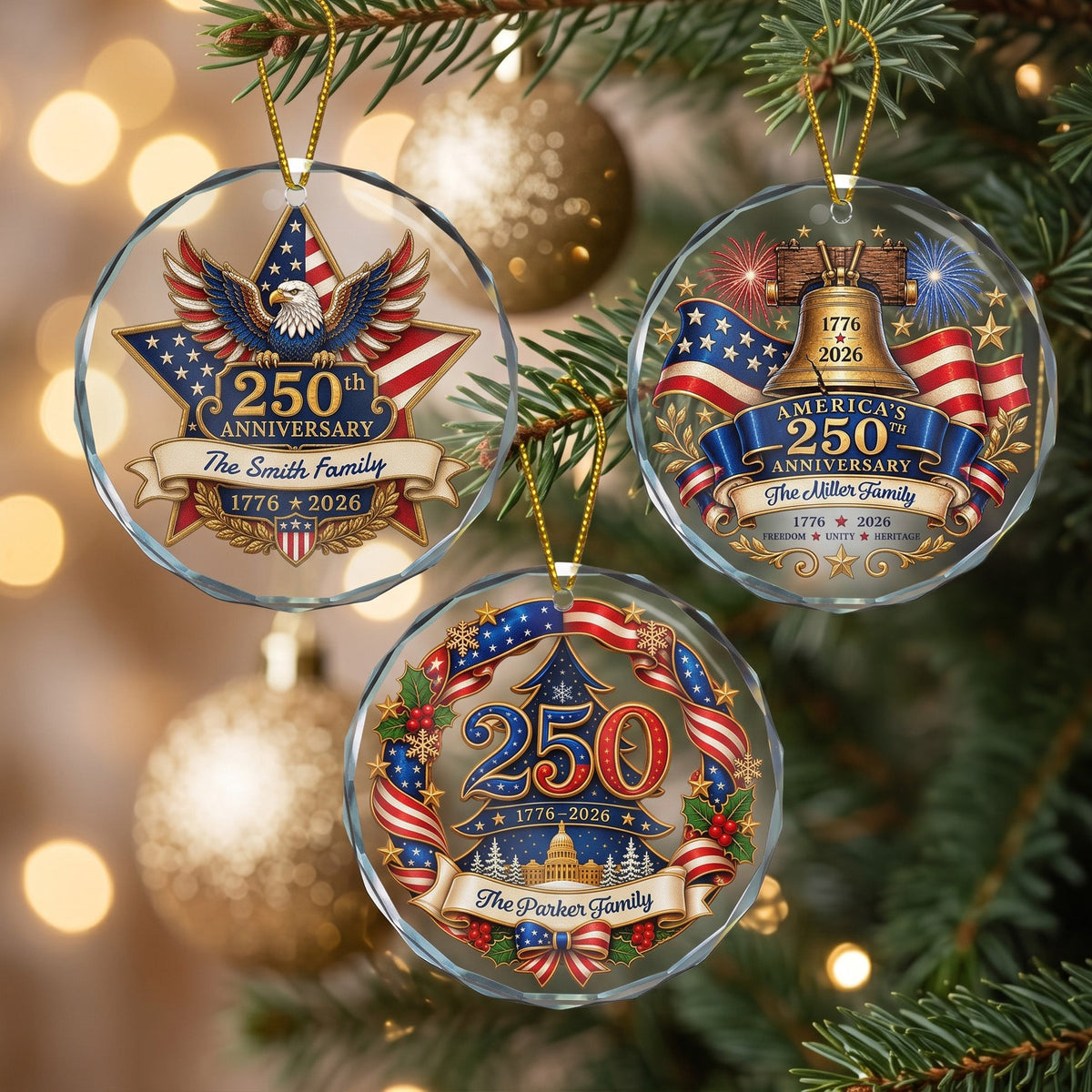 America 250Th Anniversary Christmas Gift For Family Mom Dad - Personalized Ornament