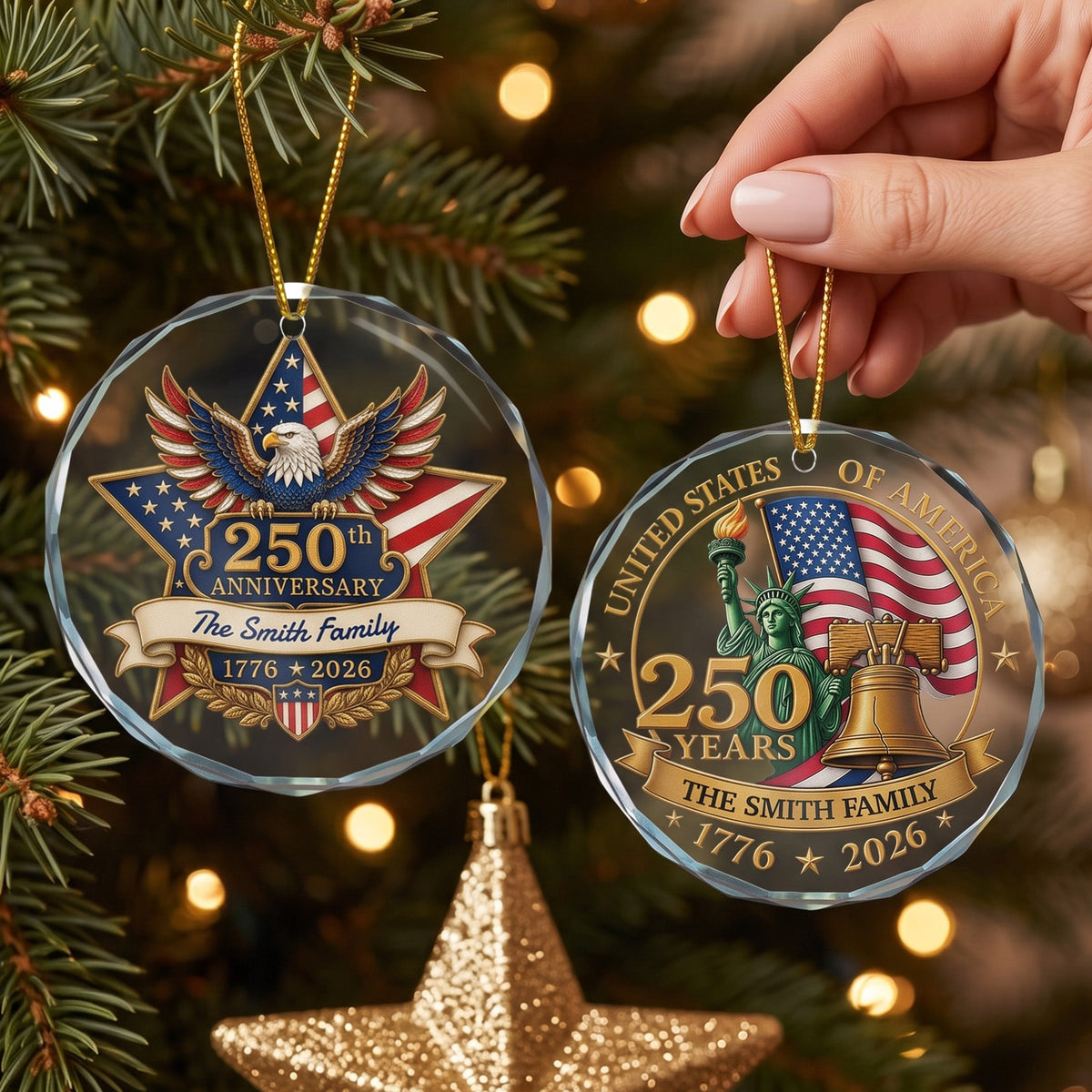 America 250Th Anniversary Christmas Gift For Family Mom Dad - Personalized Ornament