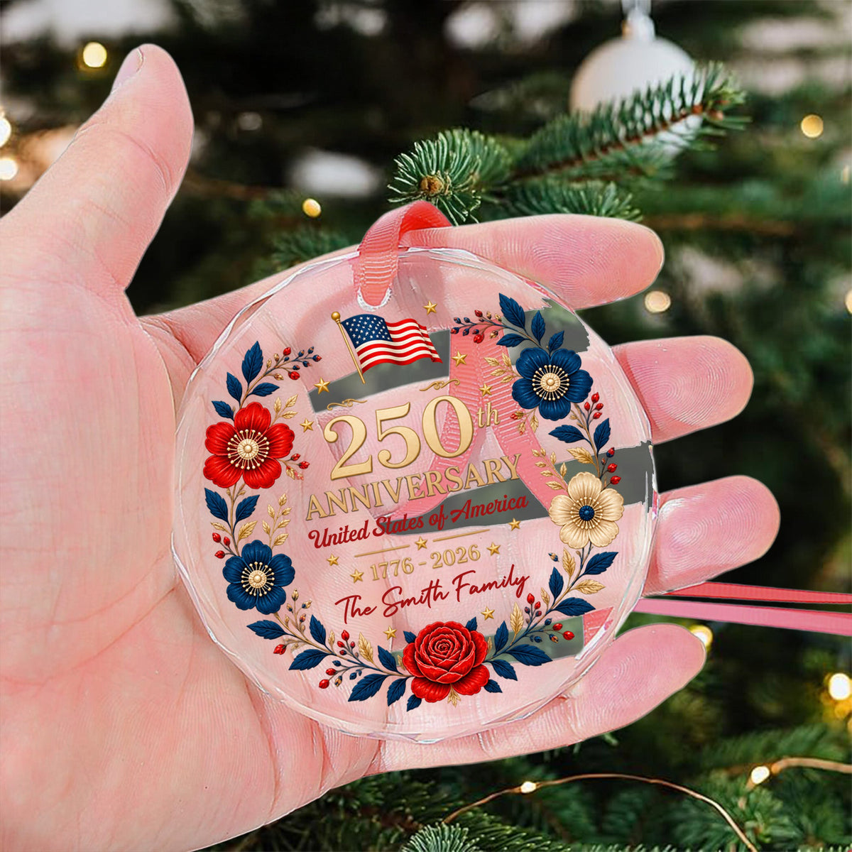 America 250Th Anniversary Christmas Gift For Family Mom Dad - Personalized Ornament