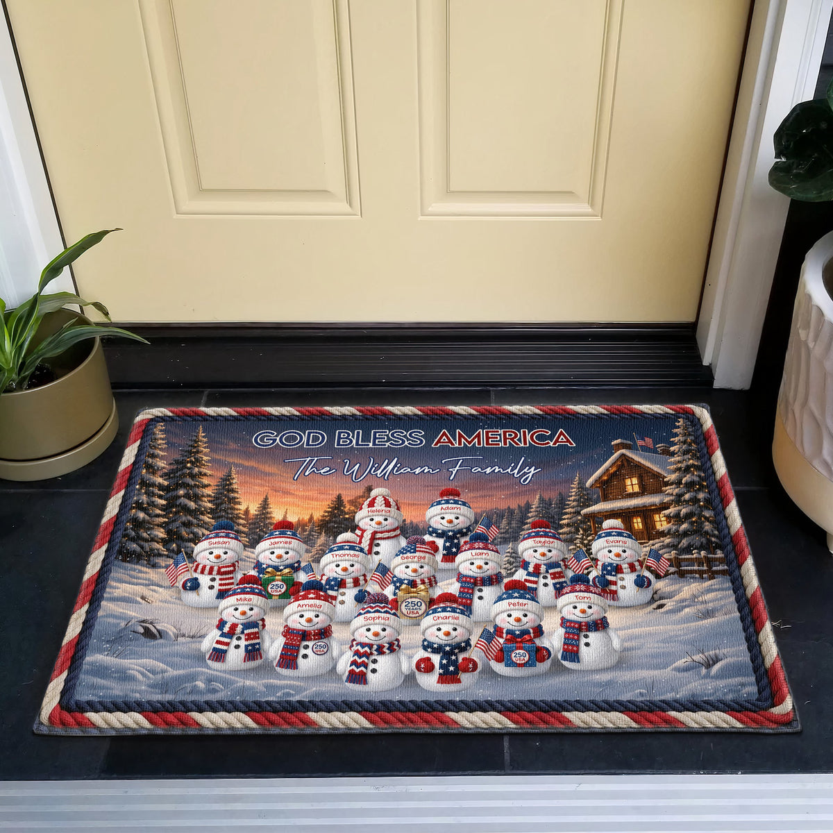 America 250th Anniversary Christmas Gifts For Mom, Dad, Family - Personalized Doormat
