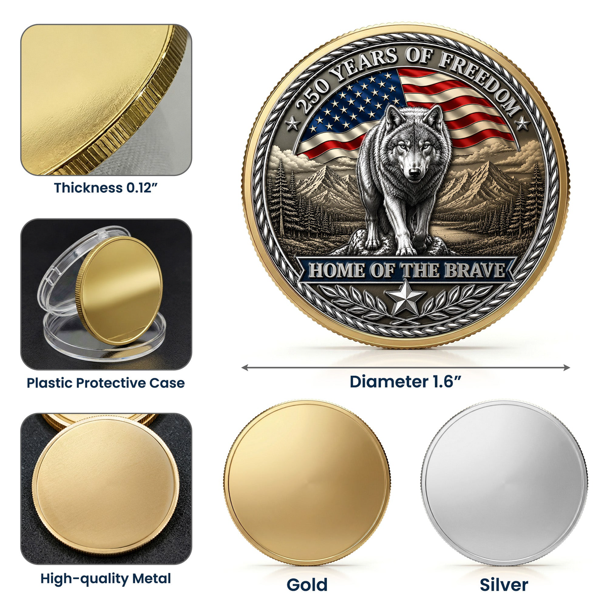 America's Legacy 250 Years Wolf - Coin
