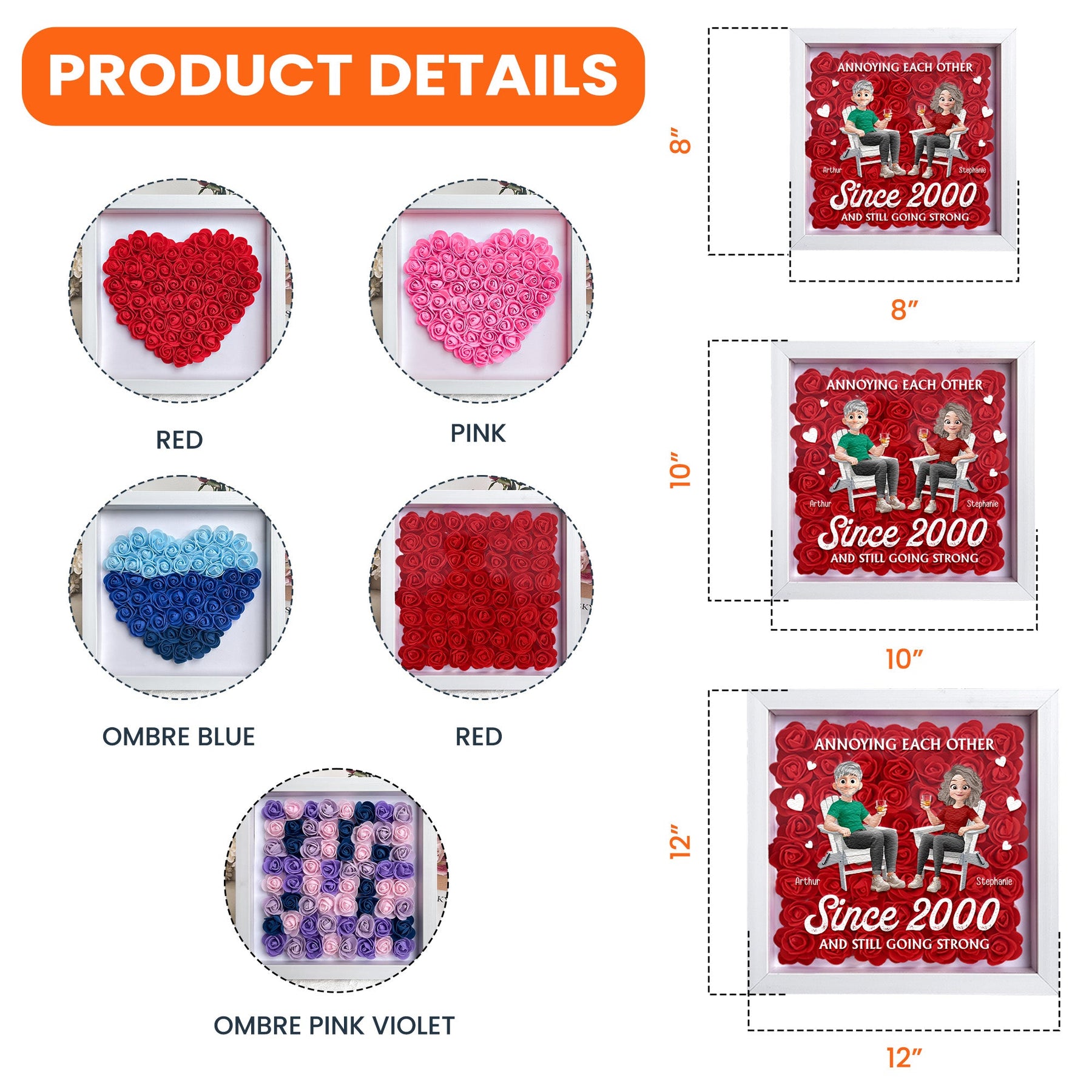 Annoying Each Other Since - Personalized Flower Shadow Box With LED Light