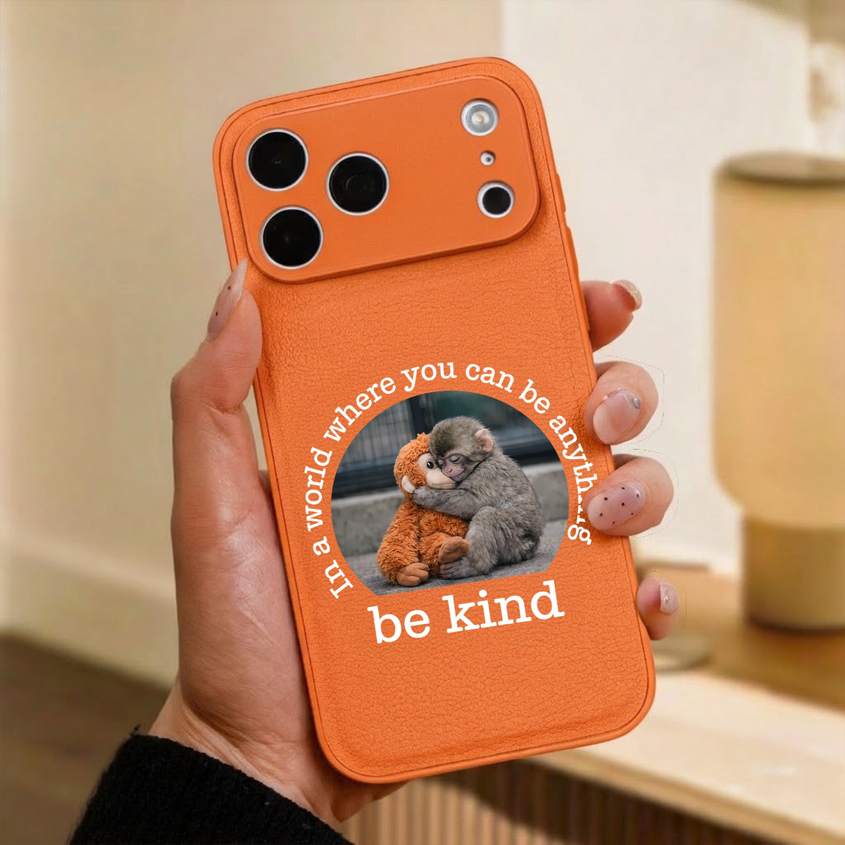 Baby Punch Monkey - Be Kind, Punch The Abandoned Baby Monkey Gift For Animal Lover - Leather Phone Case