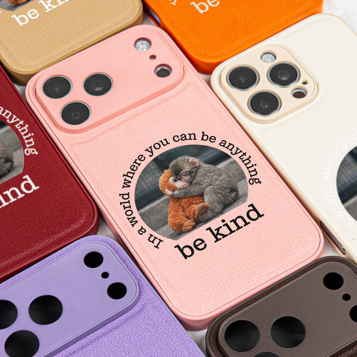Baby Punch Monkey - Be Kind, Punch The Abandoned Baby Monkey Gift For Animal Lover - Leather Phone Case