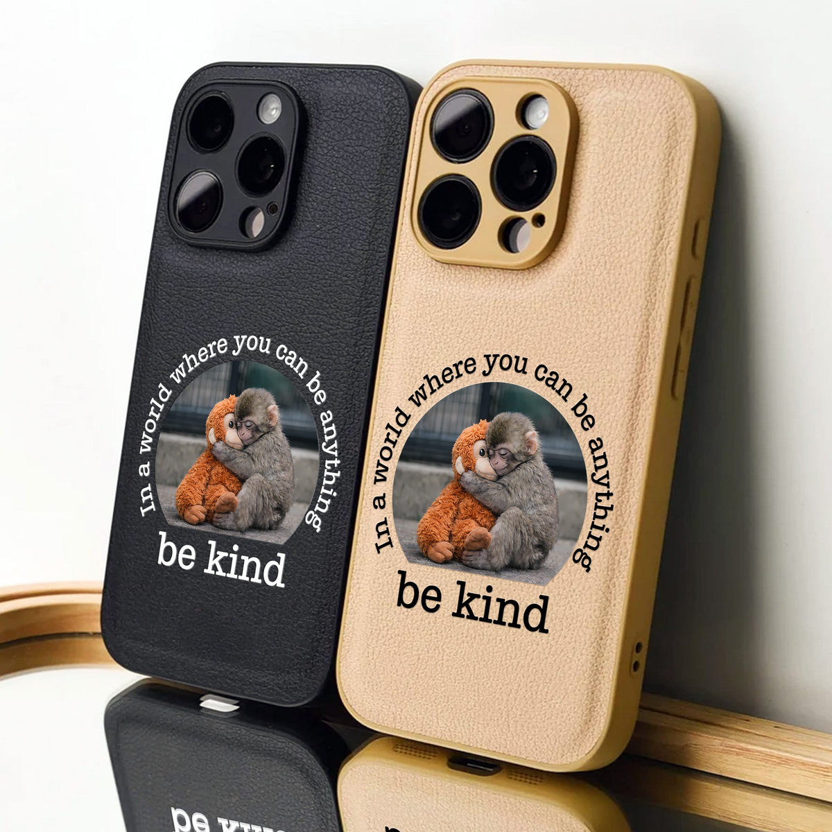 Baby Punch Monkey - Be Kind, Punch The Abandoned Baby Monkey Gift For Animal Lover - Leather Phone Case