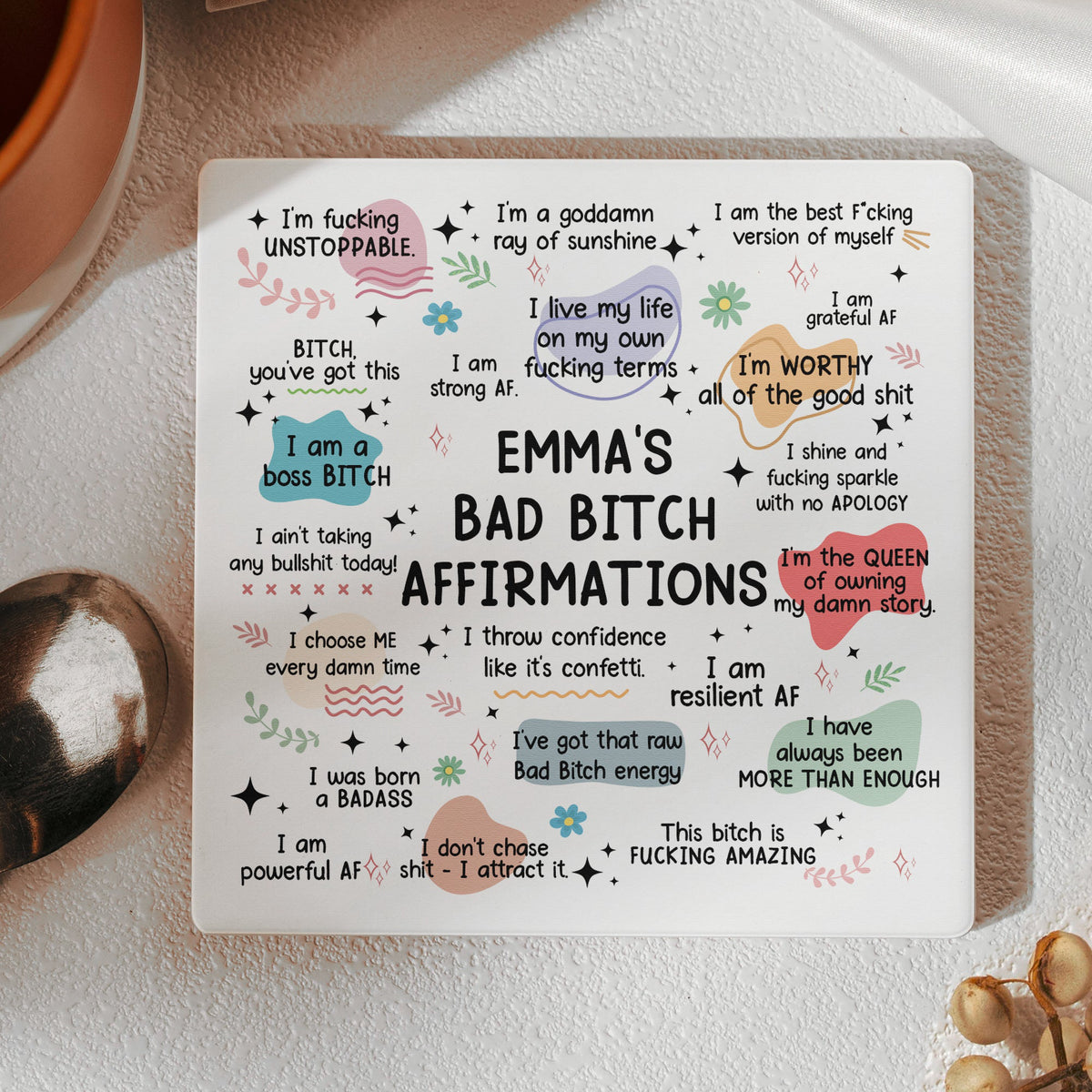 Bad B*tch Affirmation Gifts For Friends, Coworkers - Personalized Coaster