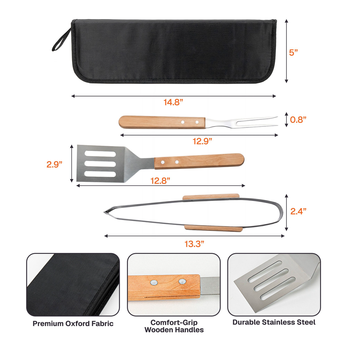 Bbq Monogram, Custom Name Gift For Grill Master - Personalized BBQ Tool Set