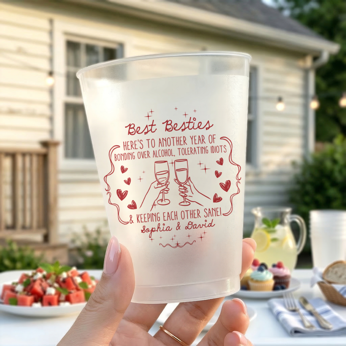 Best B*tches Here's To Another Year Of Us Laughing At Our Own Jokes - Personalized Cups