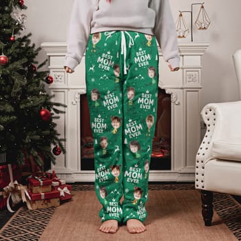 Best Dad Ever Custom Photo - Personalized Photo Fleece Pajamas Pants