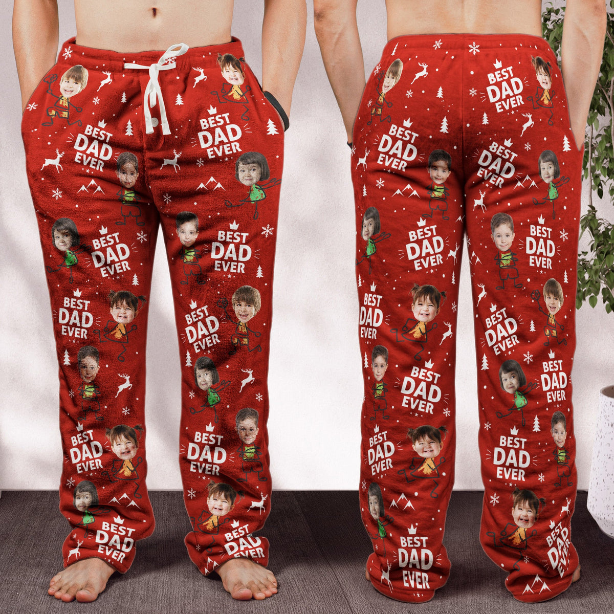 Best Dad Ever Custom Photo - Personalized Photo Fleece Pajamas Pants