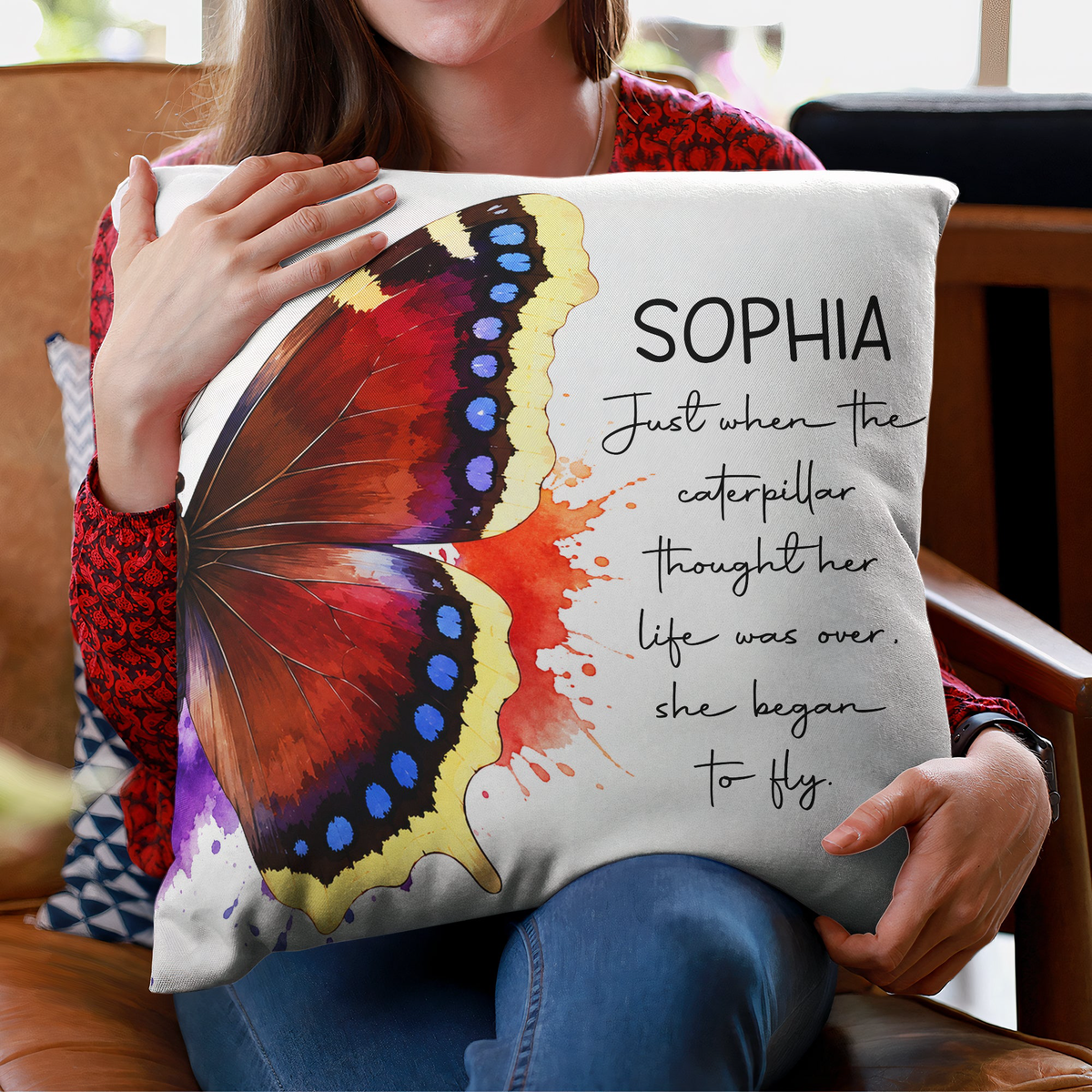 Birth Month Butterfly Gift For Her, Wife, Daughter, Friends, Sister - Personalized Pillow