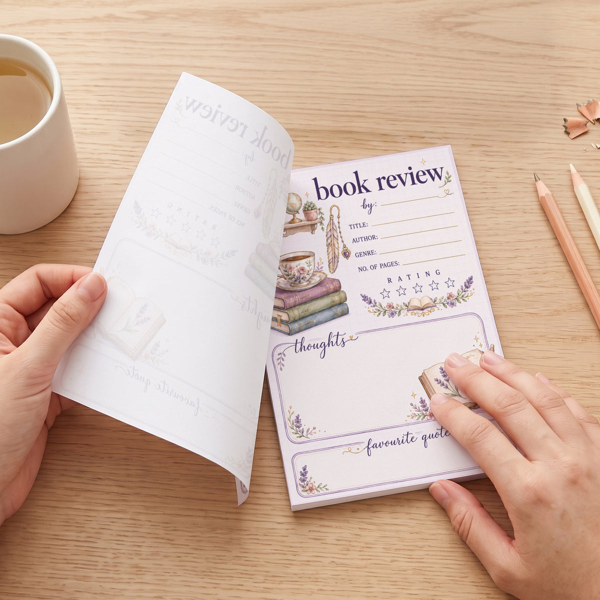 Book Review Gift For Book Lovers, Book Worm - Personalized Notepad