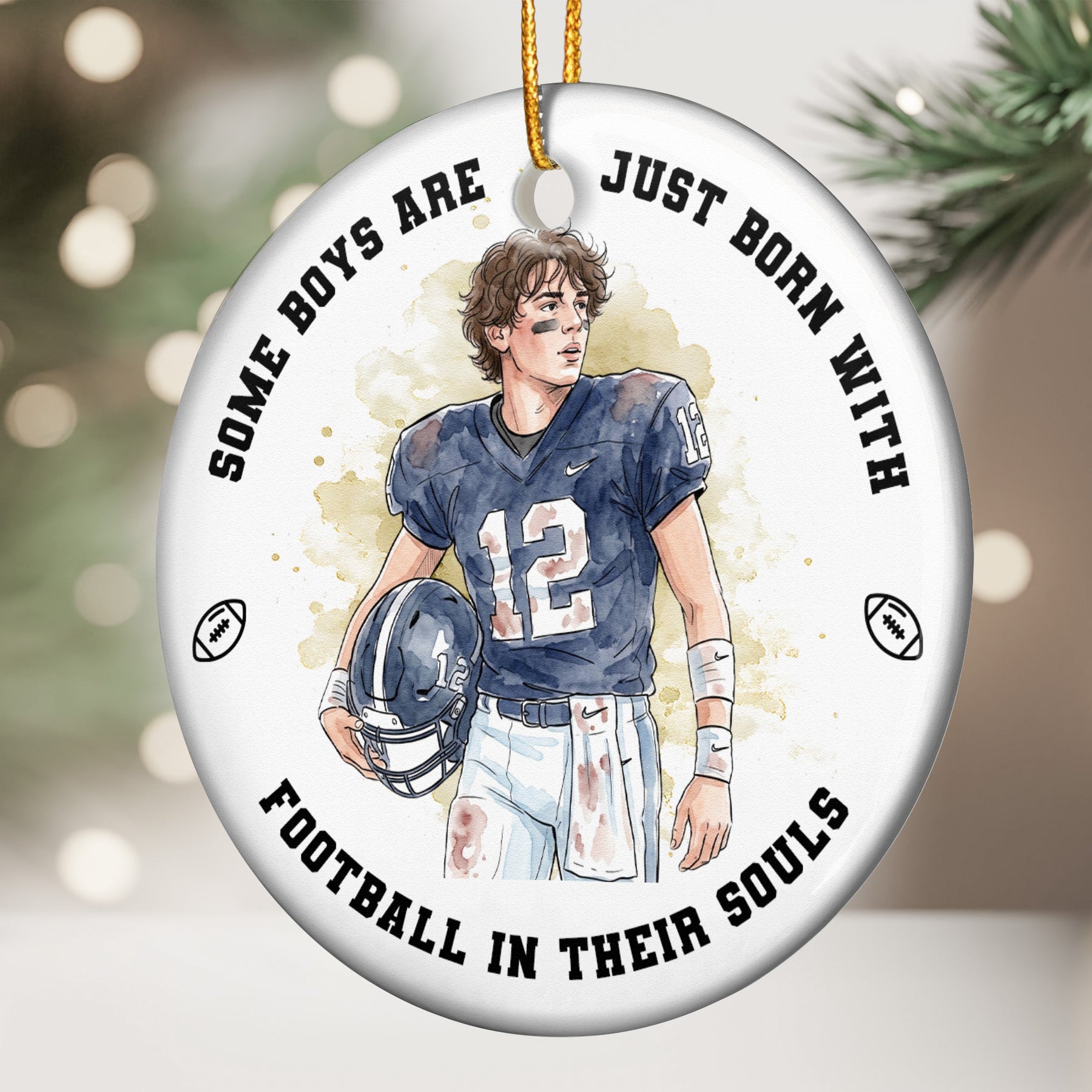 Born With Sport In Their A Souls Christmas Gift For Baseball, Soccer, Basketball, Hockey, Football Kids - Personalized Ornament
