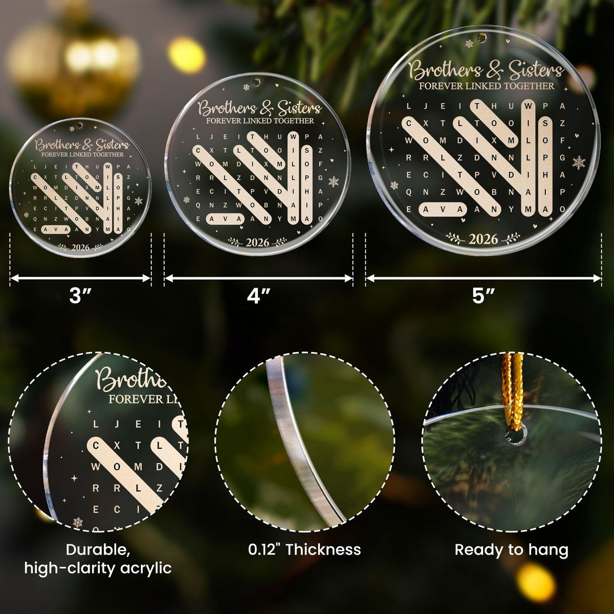 Brothers & Sisters Forever Linked Together Christmas Gifts For Siblings Family - Personalized Ornament