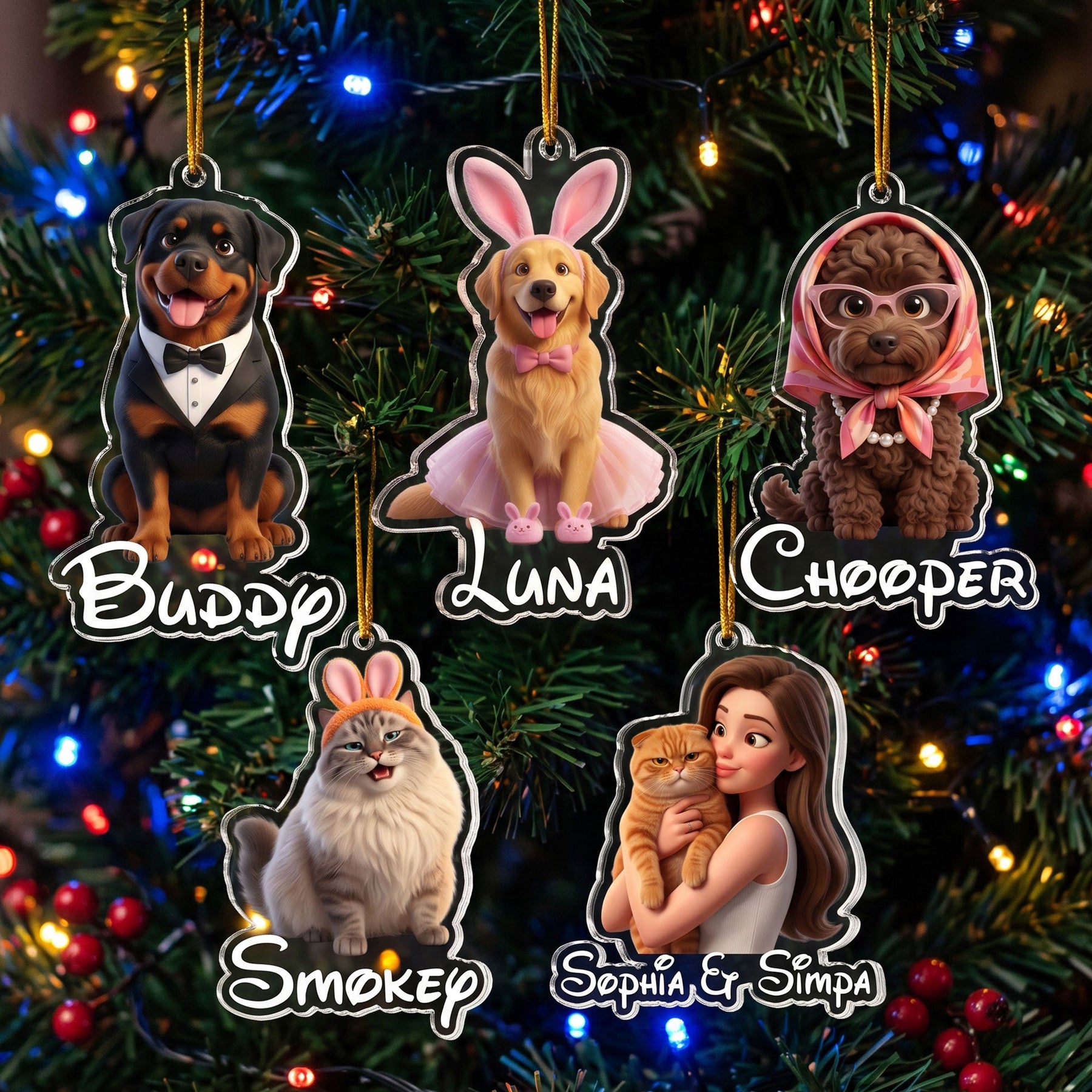 Cartoon Your Pet - Gifts For Dog Mom, Cat Mom - Personalized Ornament
