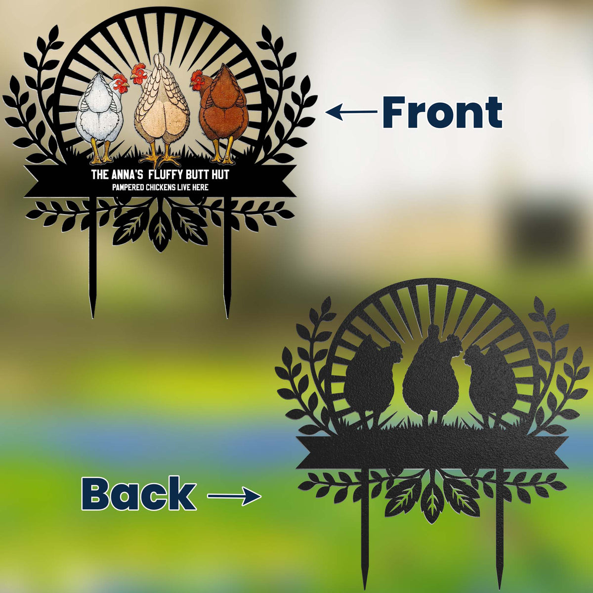 Chicken Sign Fluffy Butt Hut Last One In Is A Rotten Egg - Personalized Garden Stake