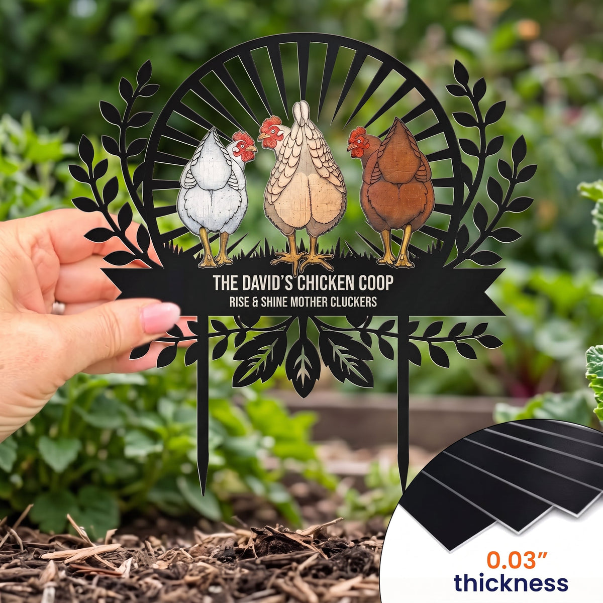 Chicken Sign Fluffy Butt Hut Last One In Is A Rotten Egg - Personalized Garden Stake