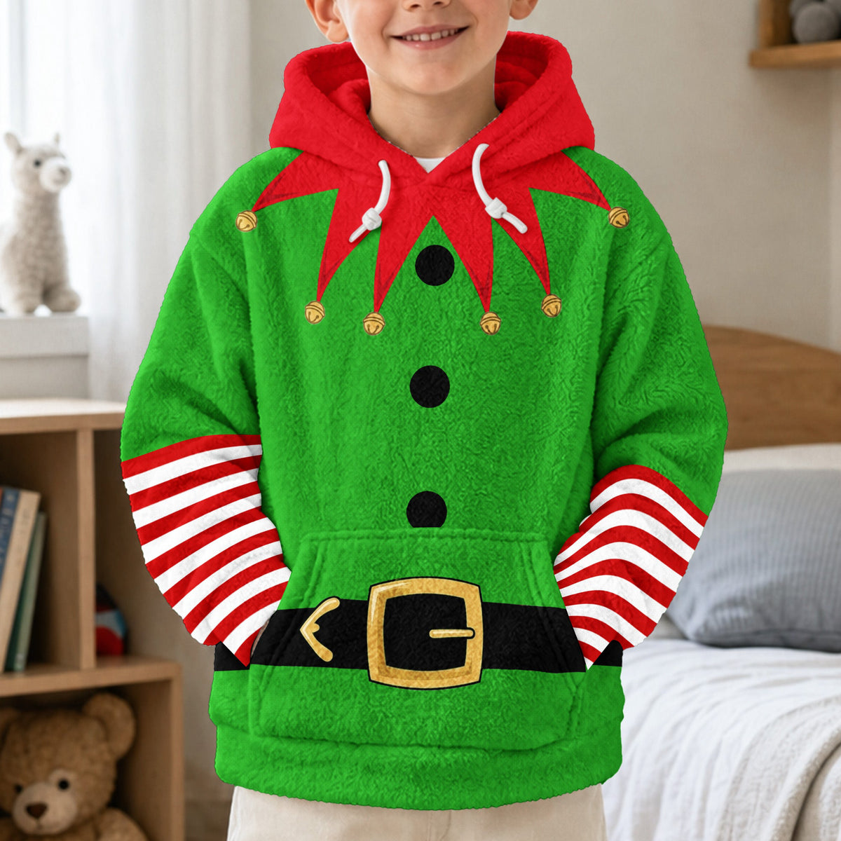 Christmas Elf, Santa - Personalized Hoodie