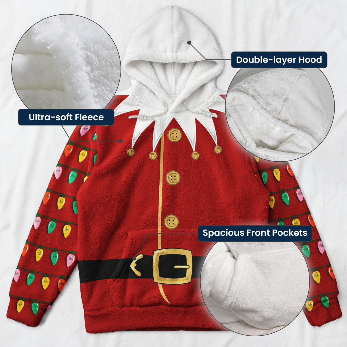 Christmas Elf, Santa - Personalized Hoodie