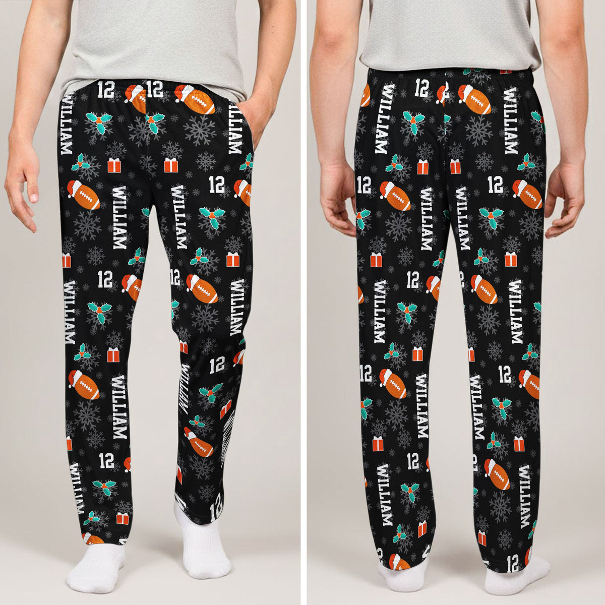 Christmas Gift Custom Name & Number For American Football Lovers - Personalized Lounge Pants