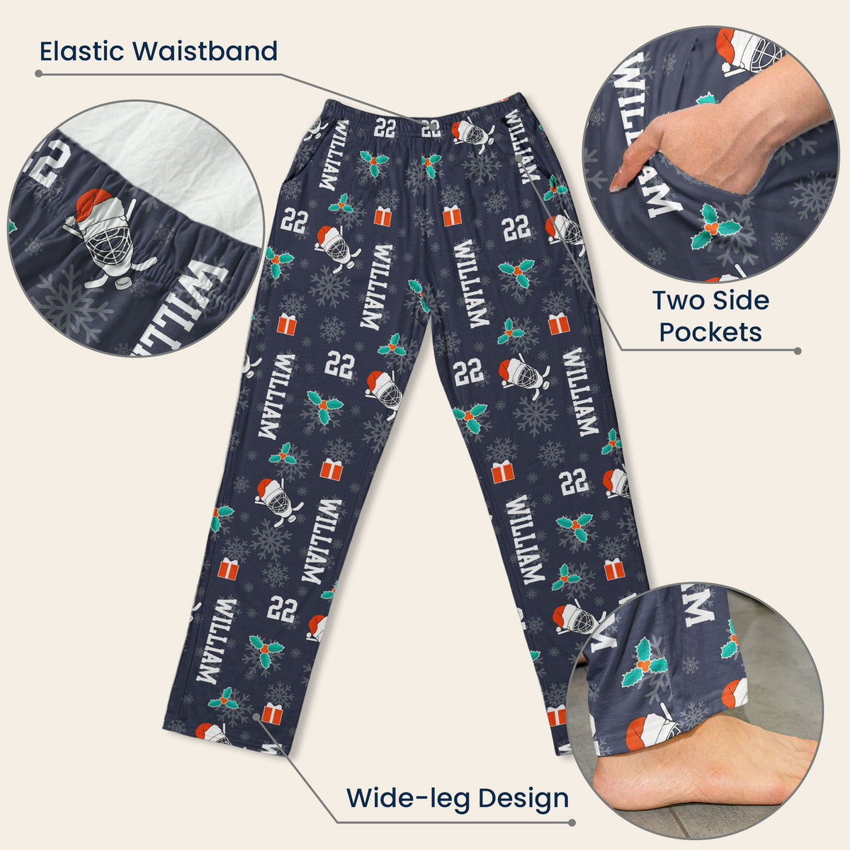 Christmas Gift Custom Name & Number For Hockey Lovers - Personalized Lounge Pants