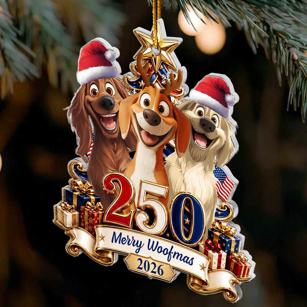 Christmas Gift For Dog Lover, American 250Th Anniversary Holiday Keepsake - Personalized Ornament