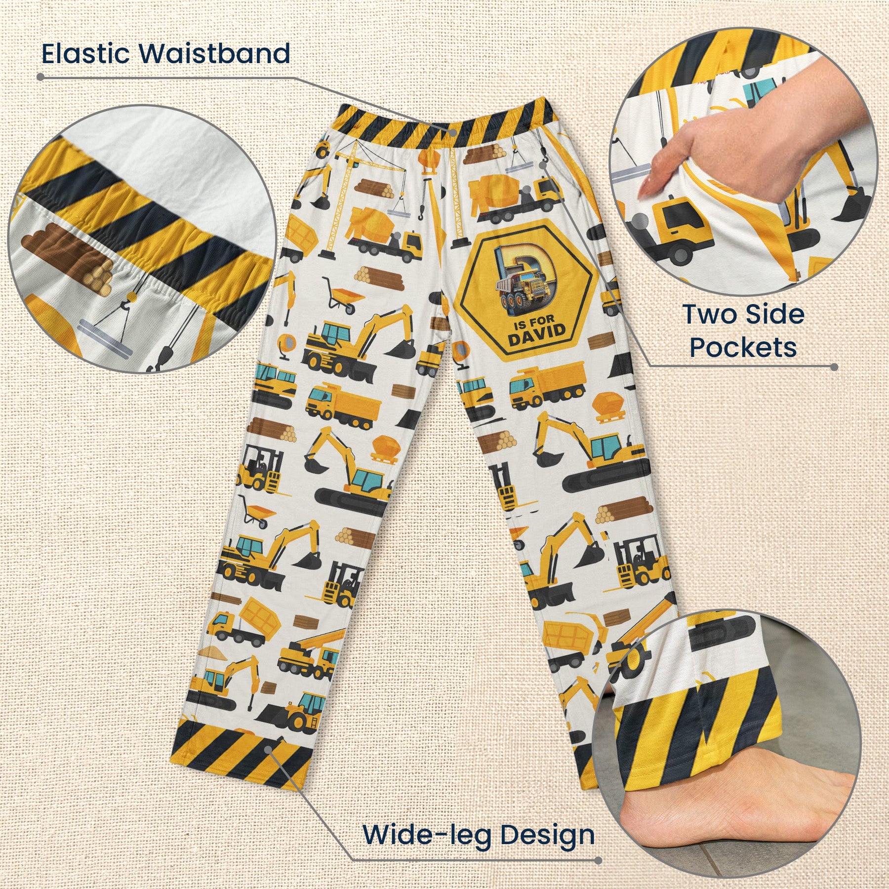 Construction Vehicles Truck, Unicorn Letter - Personalized Sweatpants