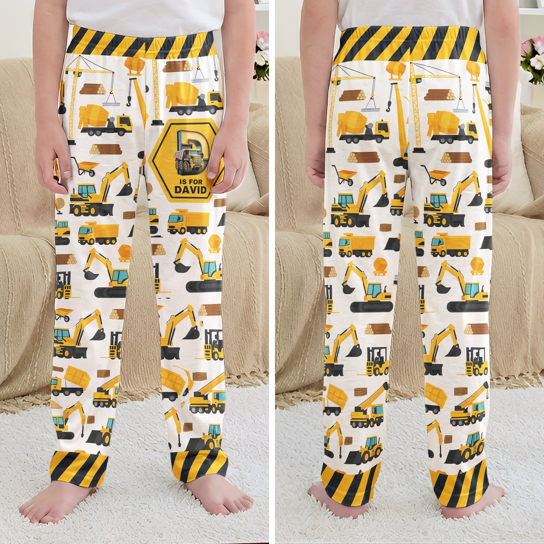 Construction Vehicles Truck, Unicorn Letter - Personalized Sweatpants