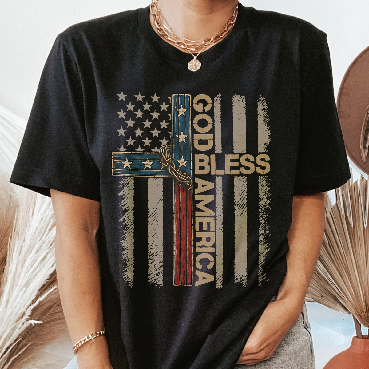 Cross God Bless America - Shirt