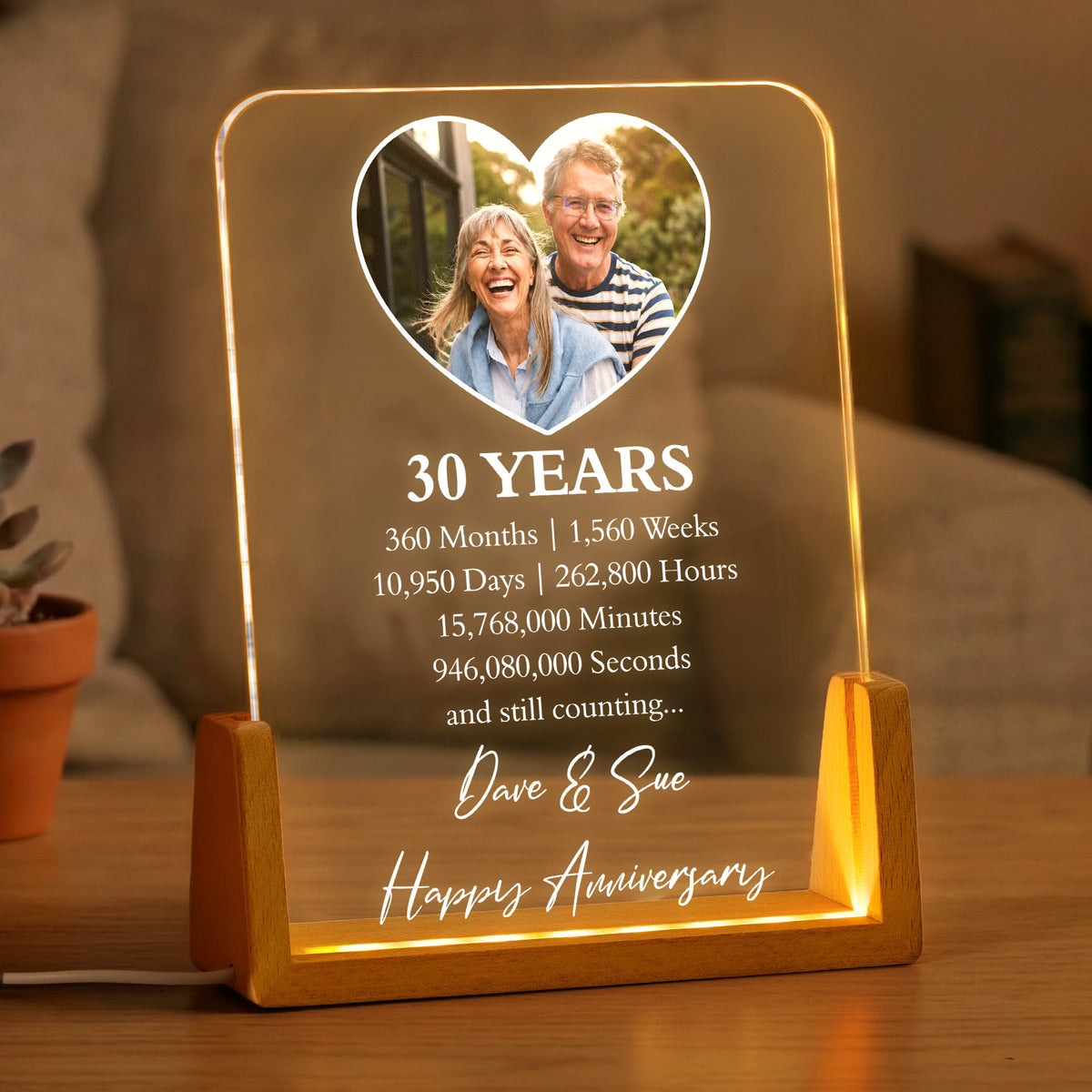 Custom Anniversary Counting Time, Custom Year For Couples, Him, Her, Parents - Personalized Night Light