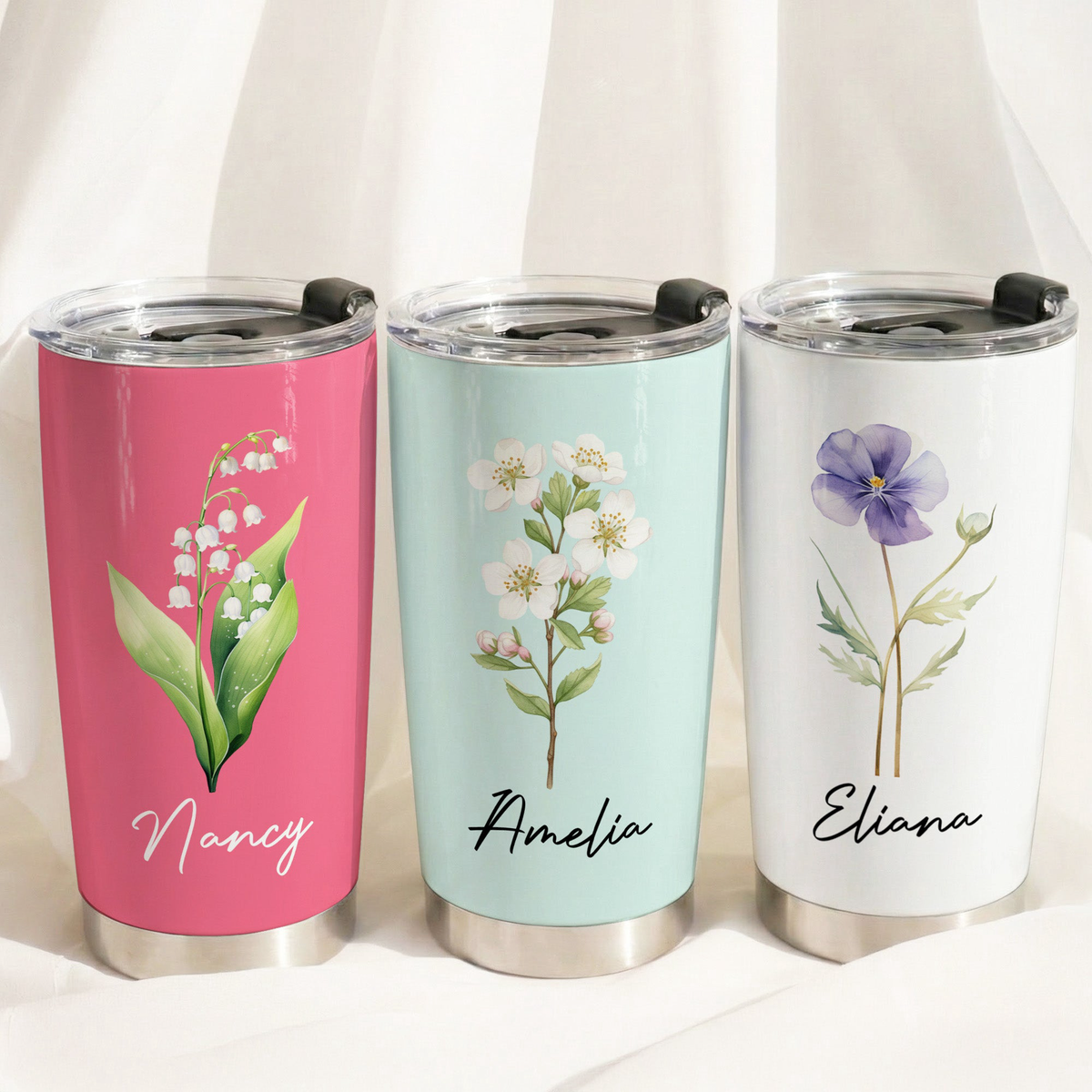 Corporate Gifts Custom Birth Flower & Name For Her, Gift For Friends, Coworkers, Daughters, Sisters - Personalized Tumbler Cup