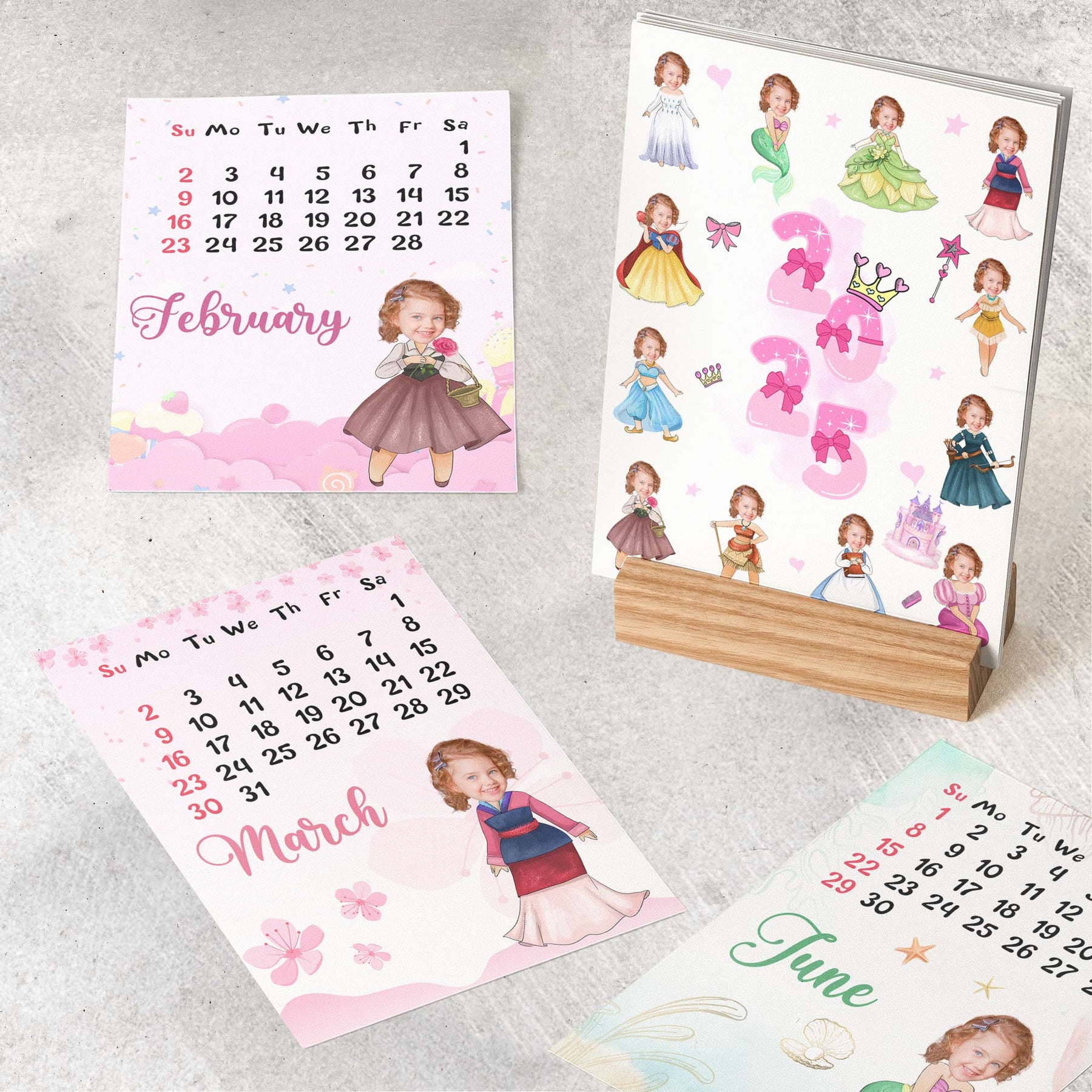 Custom Calendar For Princess Kid - Personalized Photo Easel Calendar