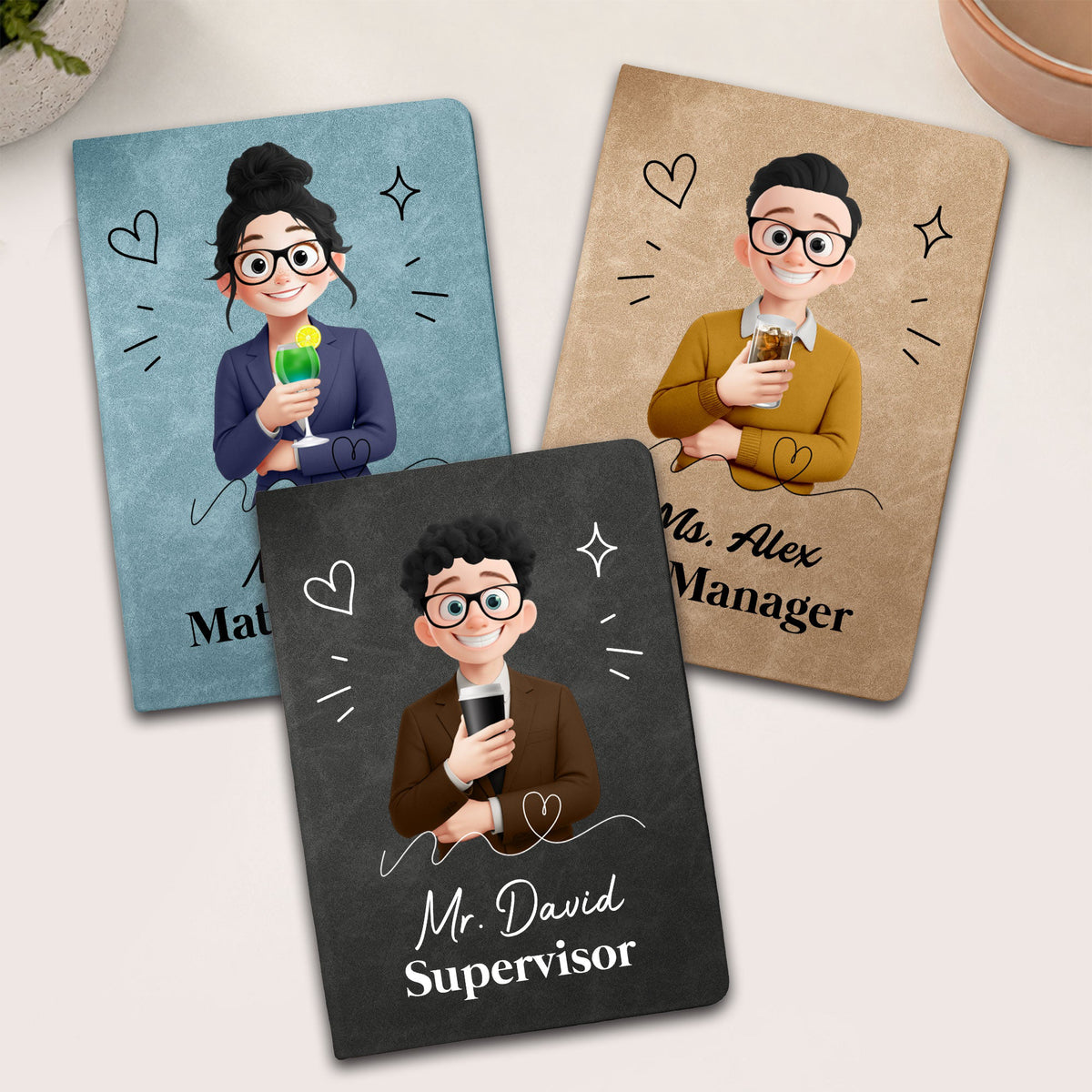 Custom Character For Boss, Coworker, Teacher, Nurse With Name - Personalized Journal