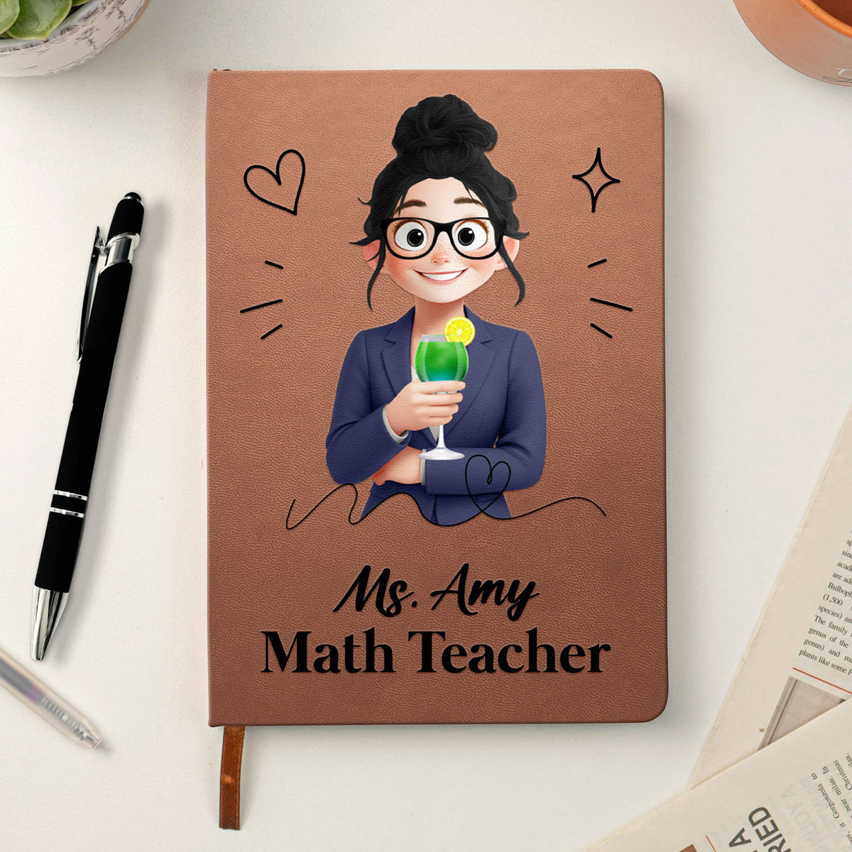 Custom Character For Boss, Coworker, Teacher, Nurse With Name - Personalized Journal