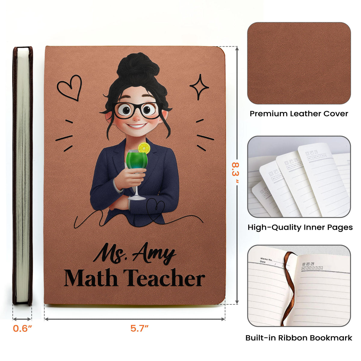Custom Character For Boss, Coworker, Teacher, Nurse With Name - Personalized Journal