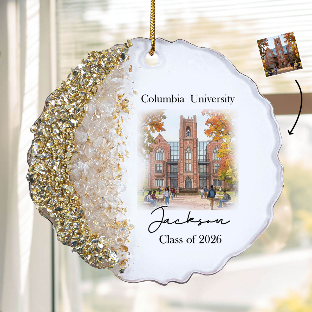 Custom College Photo Keepsake Graduation Gift - Personalized Resin Ornament