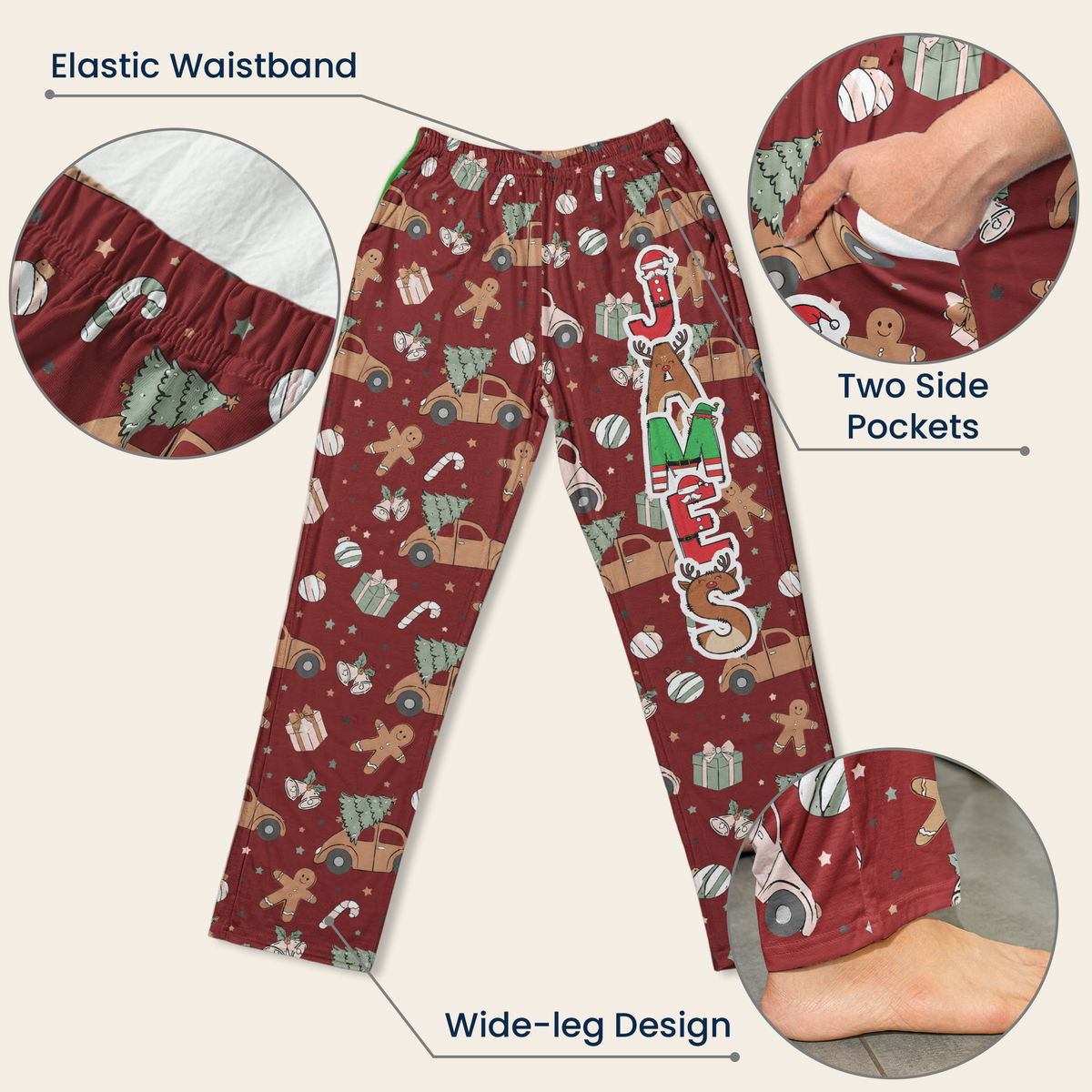 Custom Family Name Elf Santa Letter, Christmas Gift, Holiday Family Gift - Personalized Lounge Pants