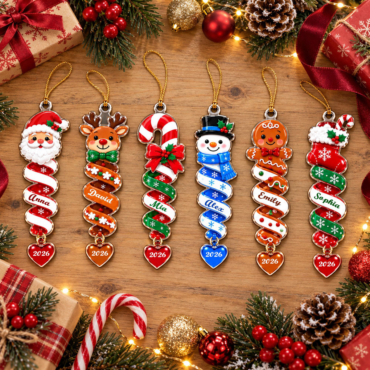 Custom Name Spiral Ornament Christmas, Ornament Gifts For Kids - Personalized Ornament