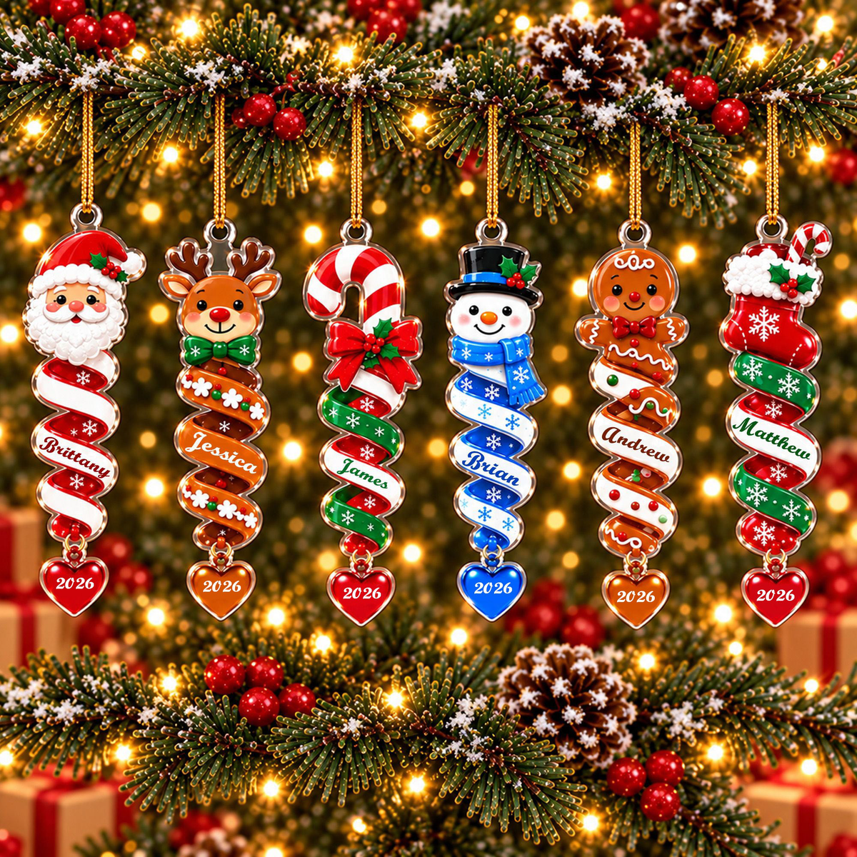 Custom Name Spiral Ornament Christmas, Ornament Gifts For Kids - Personalized Ornament