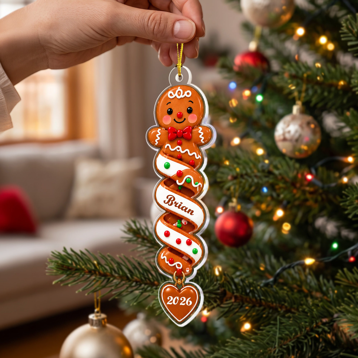 Custom Name Spiral Ornament Christmas, Ornament Gifts For Kids - Personalized Ornament